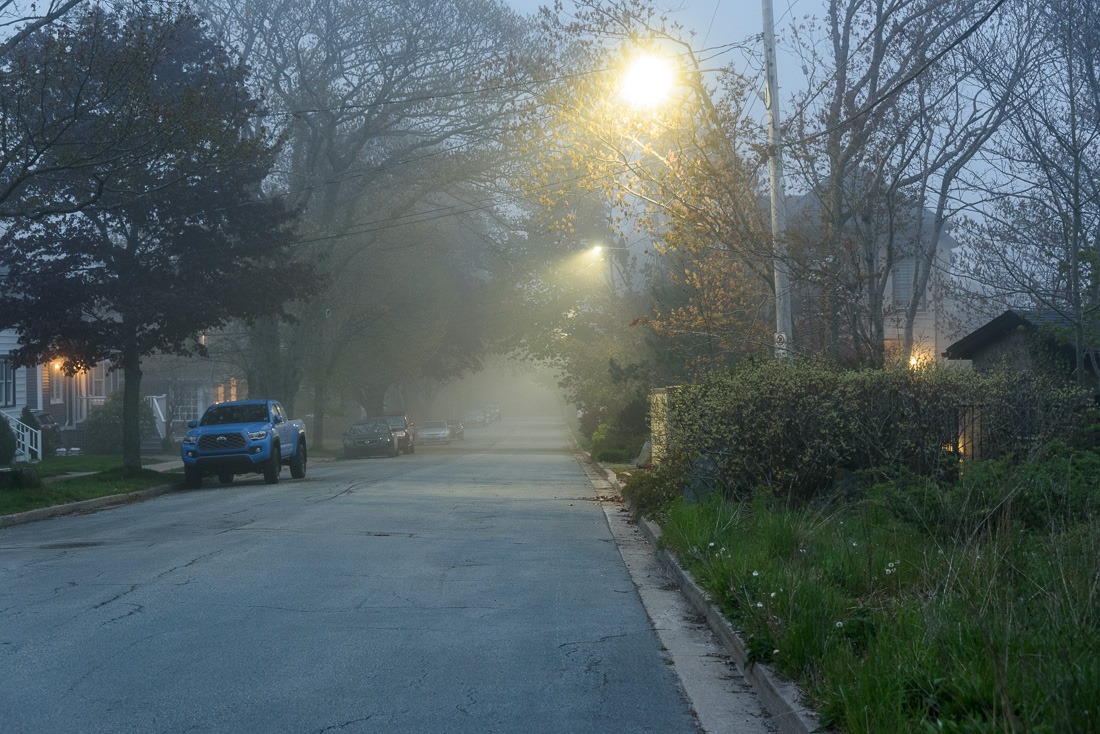 Foggy street in the evening Foggy street in the evening