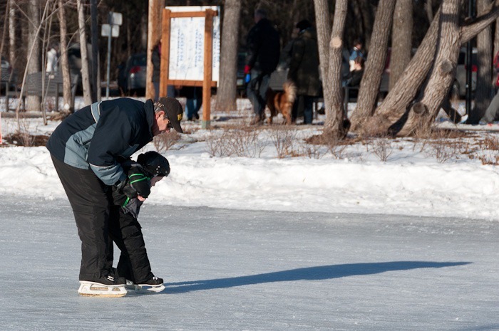 Nearly on his own skates Nearly on his own skates